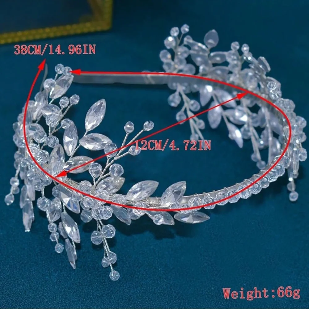 Bridal Silver Tone White Gemstone Floral Vine Headband